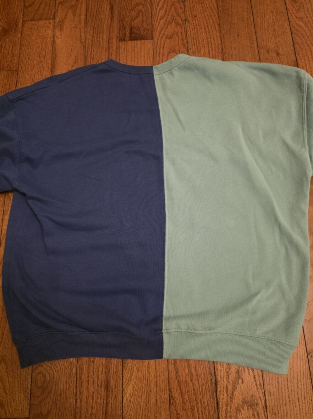 wild fable Two-Tone Mint Green and Navy Split Graphic Sweatshirt - Picture 5 of 5